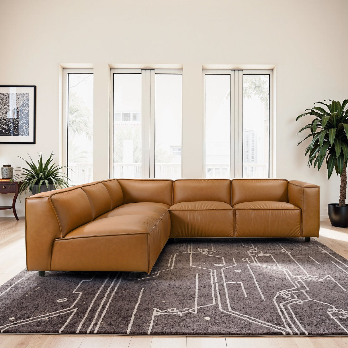 Findlay Tan Vegan Leather Corner Sectional Sofa from Ashcroft Furniture - Luna Furniture