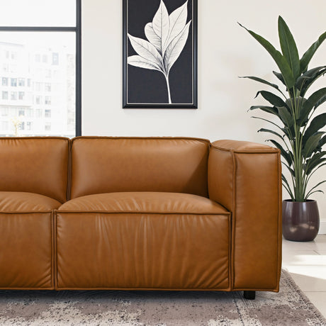 Findlay Tan Vegan Leather Corner Sectional Sofa from Ashcroft Furniture - Luna Furniture
