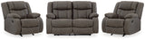 First Base Gunmetal Reclining Loveseat and 2 Recliners from Ashley - Luna Furniture