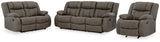 First Base Sofa, Loveseat and Recliner in Gunmetal from Ashley - Luna Furniture