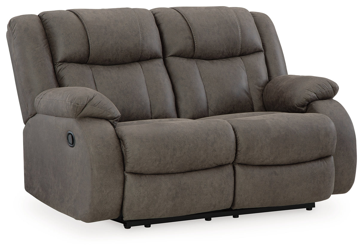 First Base Sofa, Loveseat and Recliner in Gunmetal from Ashley - Luna Furniture