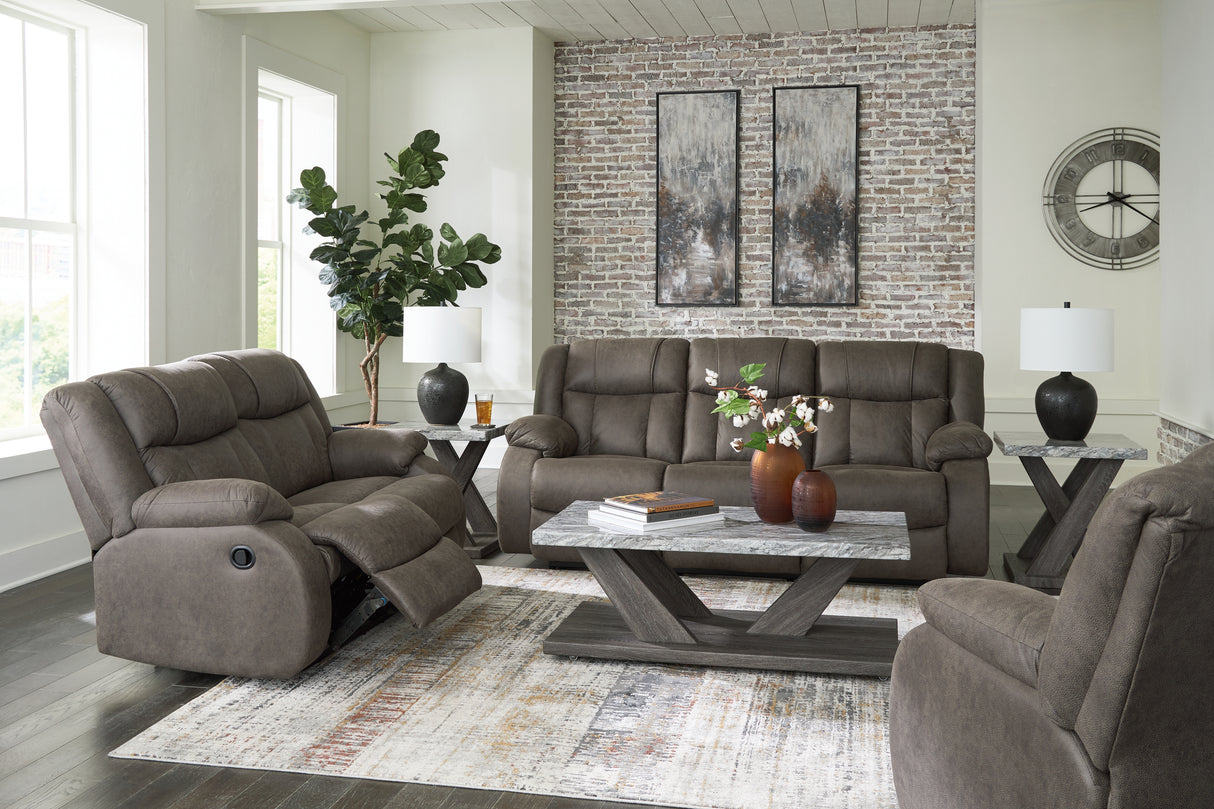 First Base Sofa, Loveseat and Recliner in Gunmetal from Ashley - Luna Furniture
