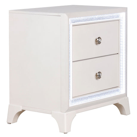 Cassie Illuminating Glam Nightstand, Shimmering Pearl Finish from Steve Silver - Luna Furniture