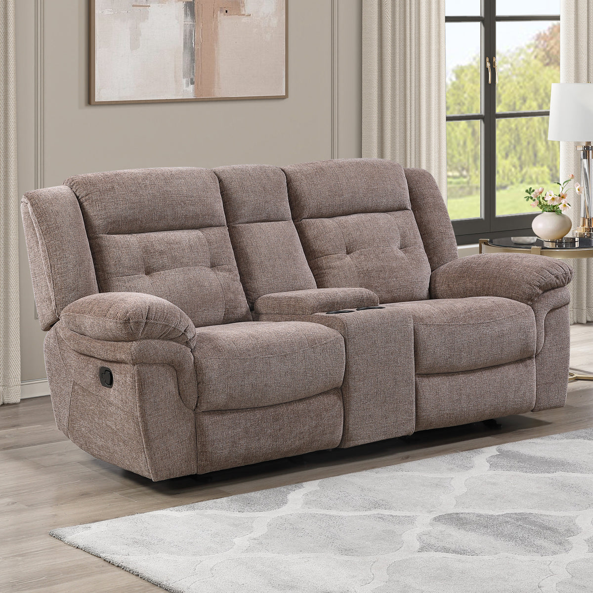 Sydney Brown Manual Recliner Console Loveseat from Steve Silver - Luna Furniture