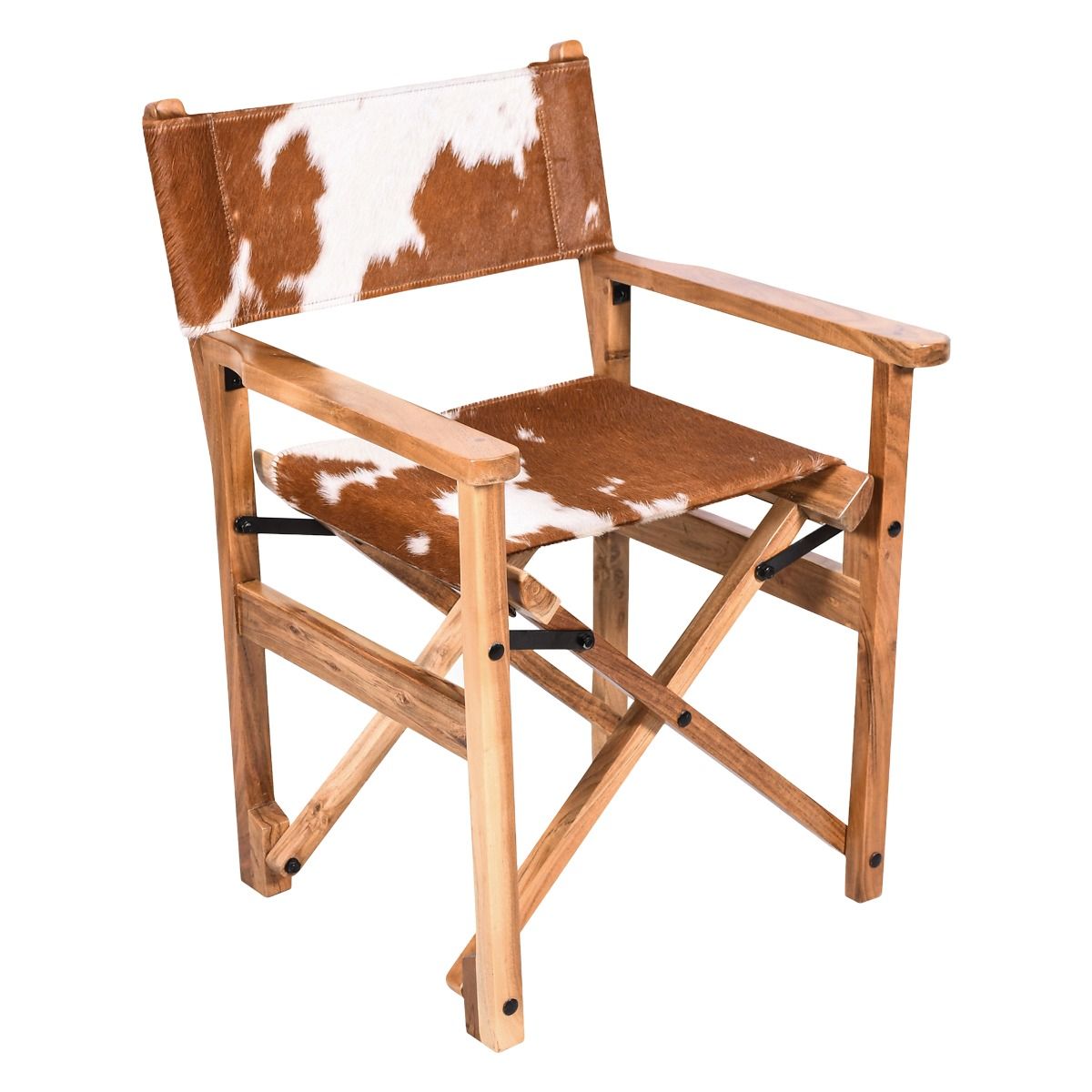 Leeds 23" Folding Dining Chair in Brown Hair on Hide from Home Trends & Design - Luna Furniture