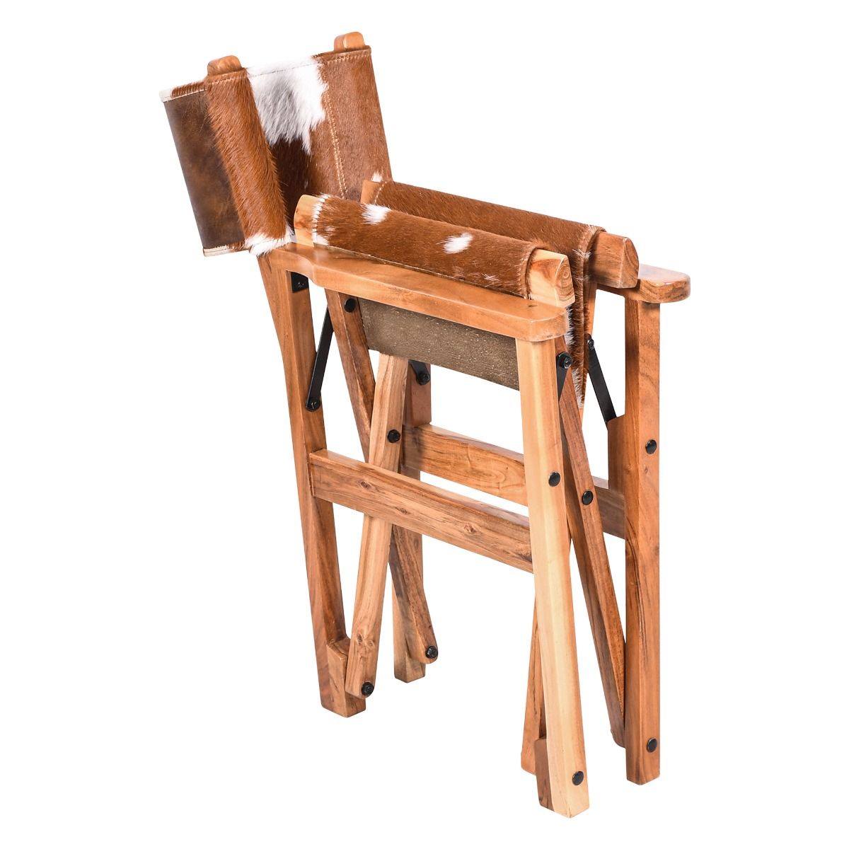 Leeds 23" Folding Dining Chair in Brown Hair on Hide from Home Trends & Design - Luna Furniture