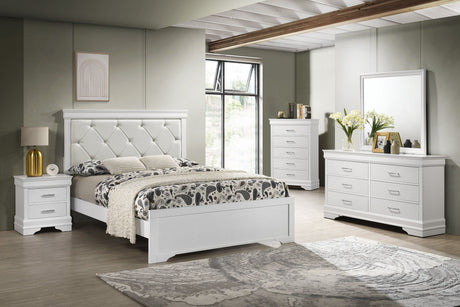 Amalia White Upholstered Panel Bedroom Set from Crown Mark - Luna Furniture