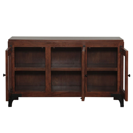 Vintage Industrial 58" Glass Cabinet in Dark Walnut from Home Trends & Design - Luna Furniture