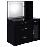 Flora 2-drawer Vanity Set with LED Mirror Black High Gloss from Coaster - Luna Furniture