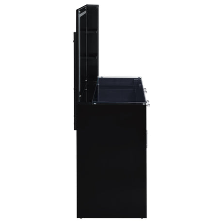 Flora Black High Gloss 2-drawer Vanity Set with LED Mirror from Coaster - Luna Furniture