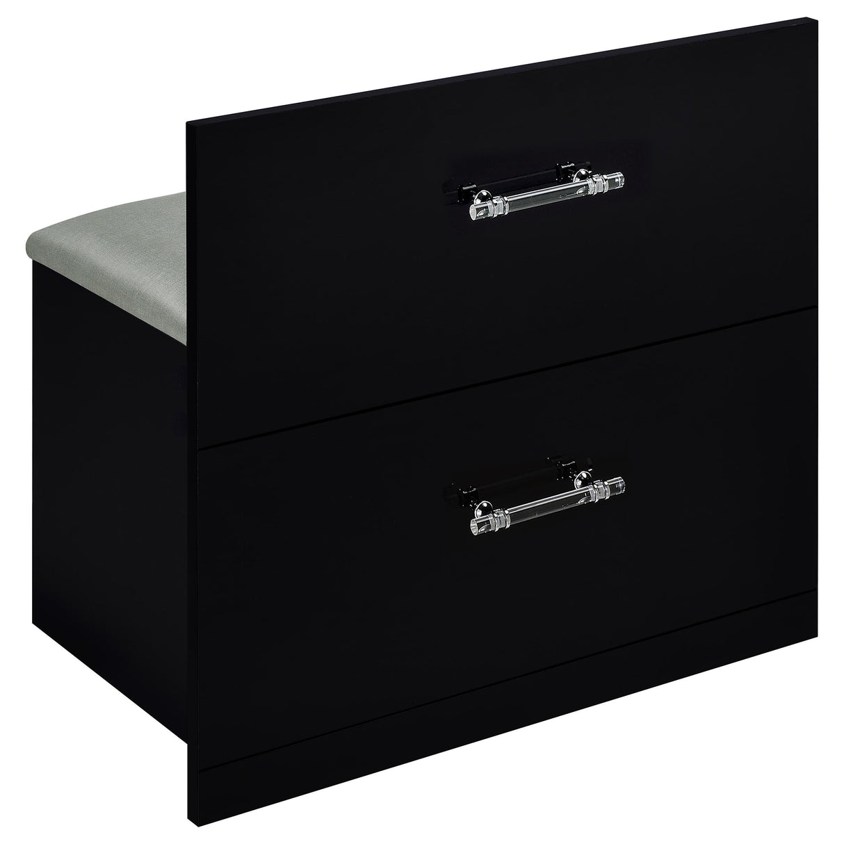 Flora 2-drawer Vanity Set with LED Mirror Black High Gloss from Coaster - Luna Furniture