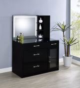 Flora 2-drawer Vanity Set with LED Mirror Black High Gloss from Coaster - Luna Furniture