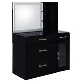 Flora 2-drawer Vanity Set with LED Mirror Black High Gloss from Coaster - Luna Furniture