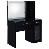 Flora 2-drawer Vanity Set with LED Mirror Black High Gloss from Coaster - Luna Furniture