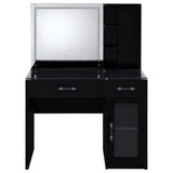 Flora 2-drawer Vanity Set with LED Mirror Black High Gloss from Coaster - Luna Furniture