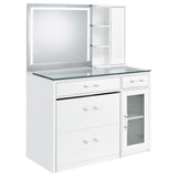 Flora 2-drawer Vanity Set with LED Mirror White High Gloss from Coaster - Luna Furniture