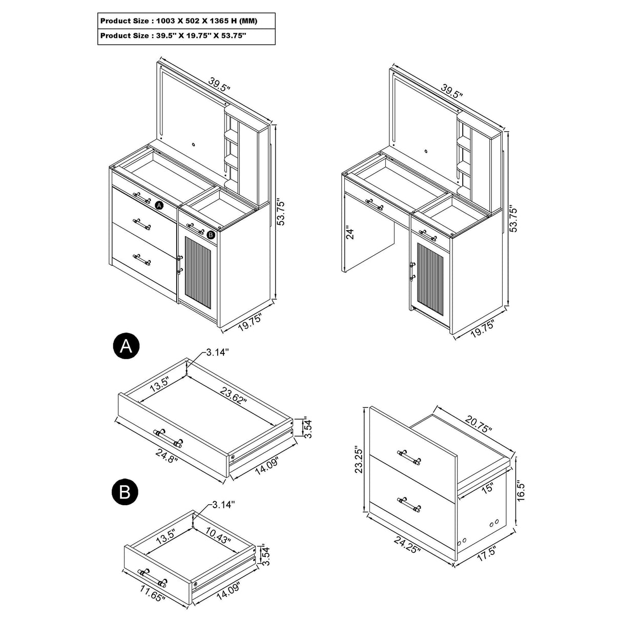 Flora 2-drawer Vanity Set with LED Mirror White High Gloss from Coaster - Luna Furniture