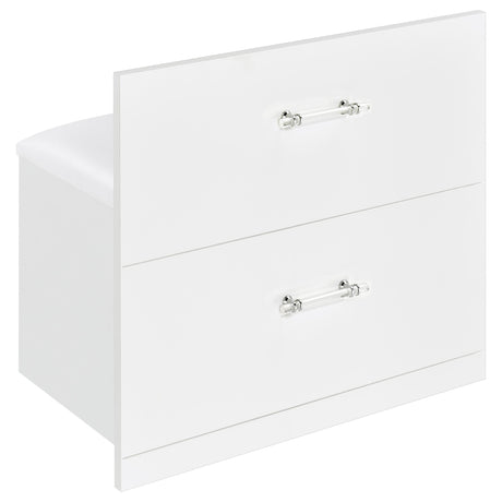 Flora White High Gloss 2-drawer Vanity Set with LED Mirror from Coaster - Luna Furniture