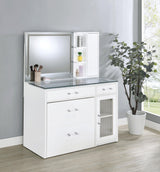 Flora 2-drawer Vanity Set with LED Mirror White High Gloss from Coaster - Luna Furniture