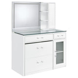 Flora 2-drawer Vanity Set with LED Mirror White High Gloss from Coaster - Luna Furniture
