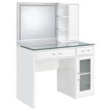 Flora 2-drawer Vanity Set with LED Mirror White High Gloss from Coaster - Luna Furniture