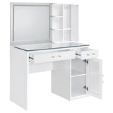 Flora 2-drawer Vanity Set with LED Mirror White High Gloss from Coaster - Luna Furniture