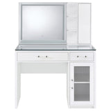 Flora 2-drawer Vanity Set with LED Mirror White High Gloss from Coaster - Luna Furniture