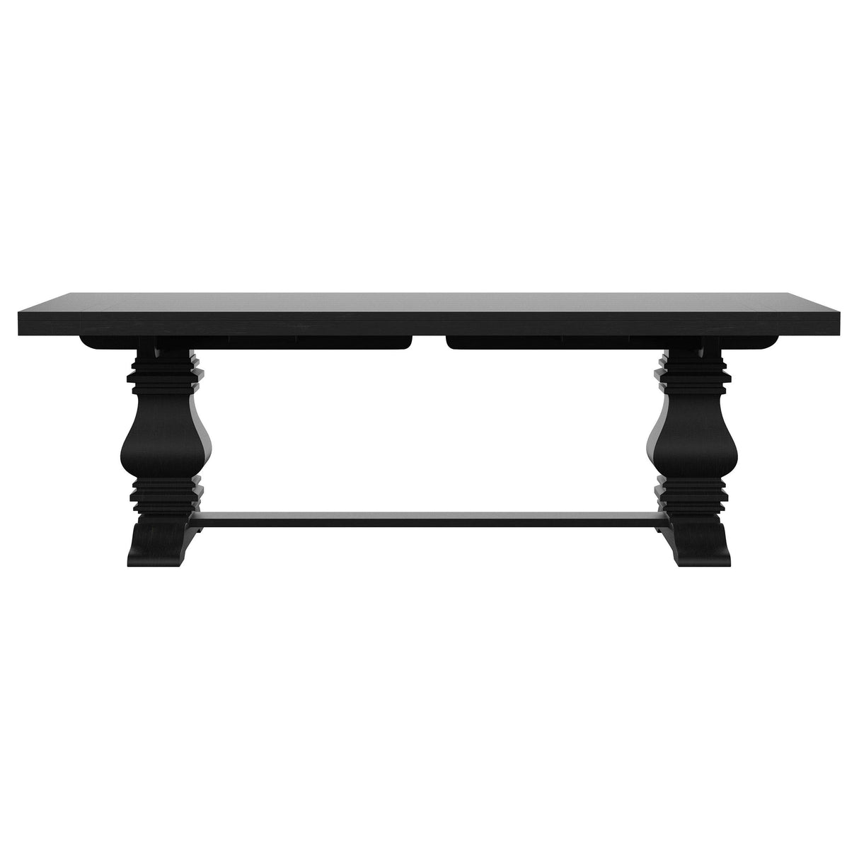 Florence Antique Black Rectangular Planked Wood Top Pedestal Dining Table from Coaster - Luna Furniture
