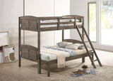 Flynn Wood Twin Over Full Bunk Bed with Mattress Weathered Brown from Coaster - Luna Furniture