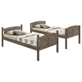Flynn Wood Twin Over Full Bunk Bed with Mattress Weathered Brown from Coaster - Luna Furniture