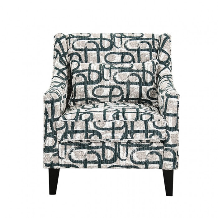 Viviani Beige/Teal Accent Chair, Pattern from Furniture of America - Luna Furniture