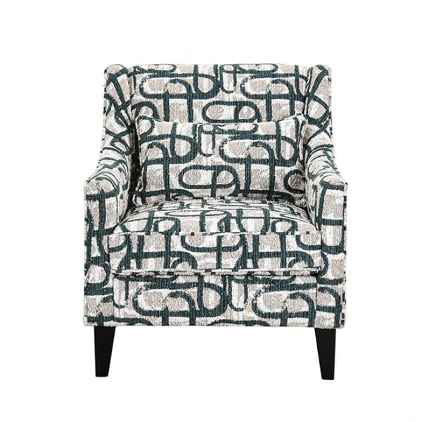 Viviani Beige/Teal Accent Chair, Pattern