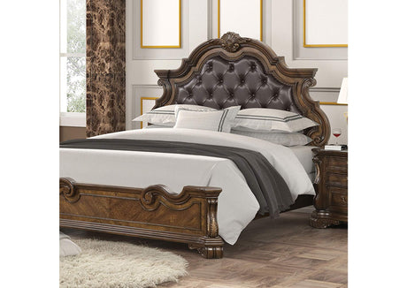 Leovanni Dark Brown Eastern King Bed from Furniture of America - Luna Furniture