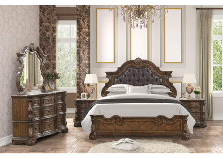 Leovanni Dark Brown Eastern King Bed from Furniture of America - Luna Furniture