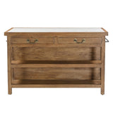 Manila 58" Kitchen Island Table with White Marble Top and Natural Mango Base from Home Trends & Design - Luna Furniture