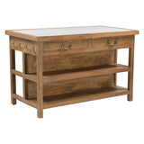 Manila 58" Kitchen Island Table with White Marble Top and Natural Mango Base from Home Trends & Design - Luna Furniture