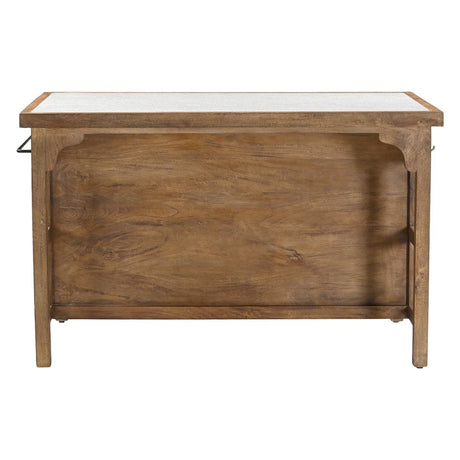 Manila 58" Kitchen Island Table with White Marble Top and Natural Mango Base from Home Trends & Design - Luna Furniture