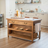 Manila 58" Kitchen Island Table with White Marble Top and Natural Mango Base from Home Trends & Design - Luna Furniture
