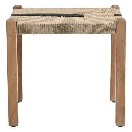 Manila 20" Ottoman Stool in Woven Natural and Black Rope from Home Trends & Design - Luna Furniture