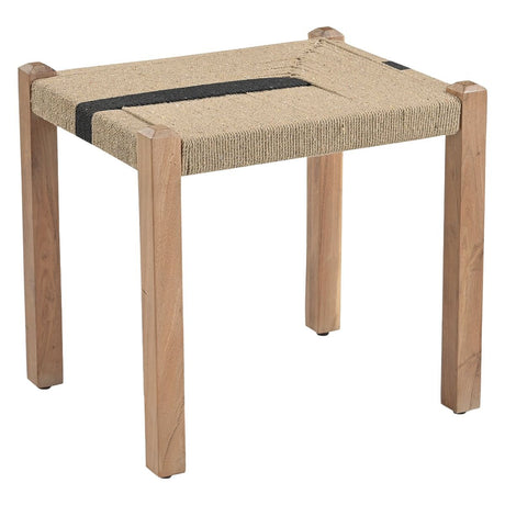 Manila 20" Ottoman Stool in Woven Natural and Black Rope from Home Trends & Design - Luna Furniture