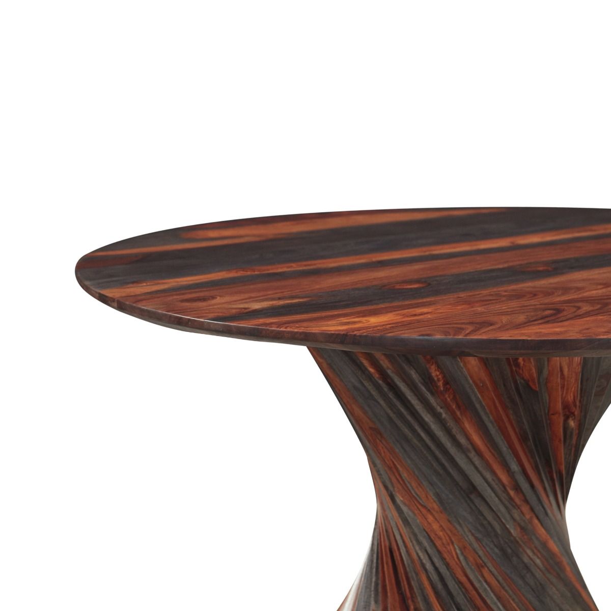 Meridian 48” Round Dining Table with Spiral Base in Capri Sheesham from Home Trends & Design - Luna Furniture