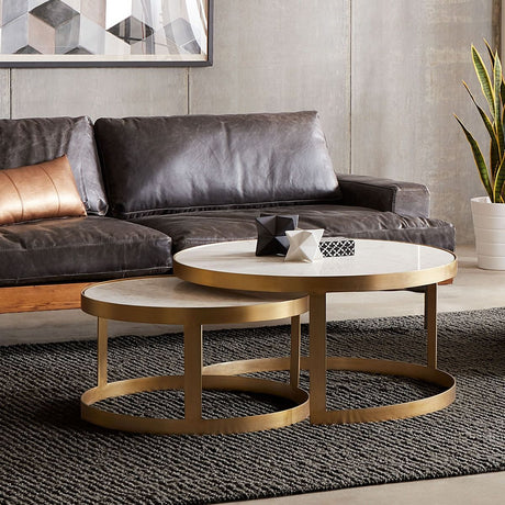 Michaelangelo 36" Nesting Coffee Table with White Marble from Home Trends & Design - Luna Furniture