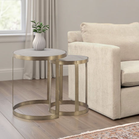 Michaelangelo 22" Nesting Side Tables with White Marble Top from Home Trends & Design - Luna Furniture