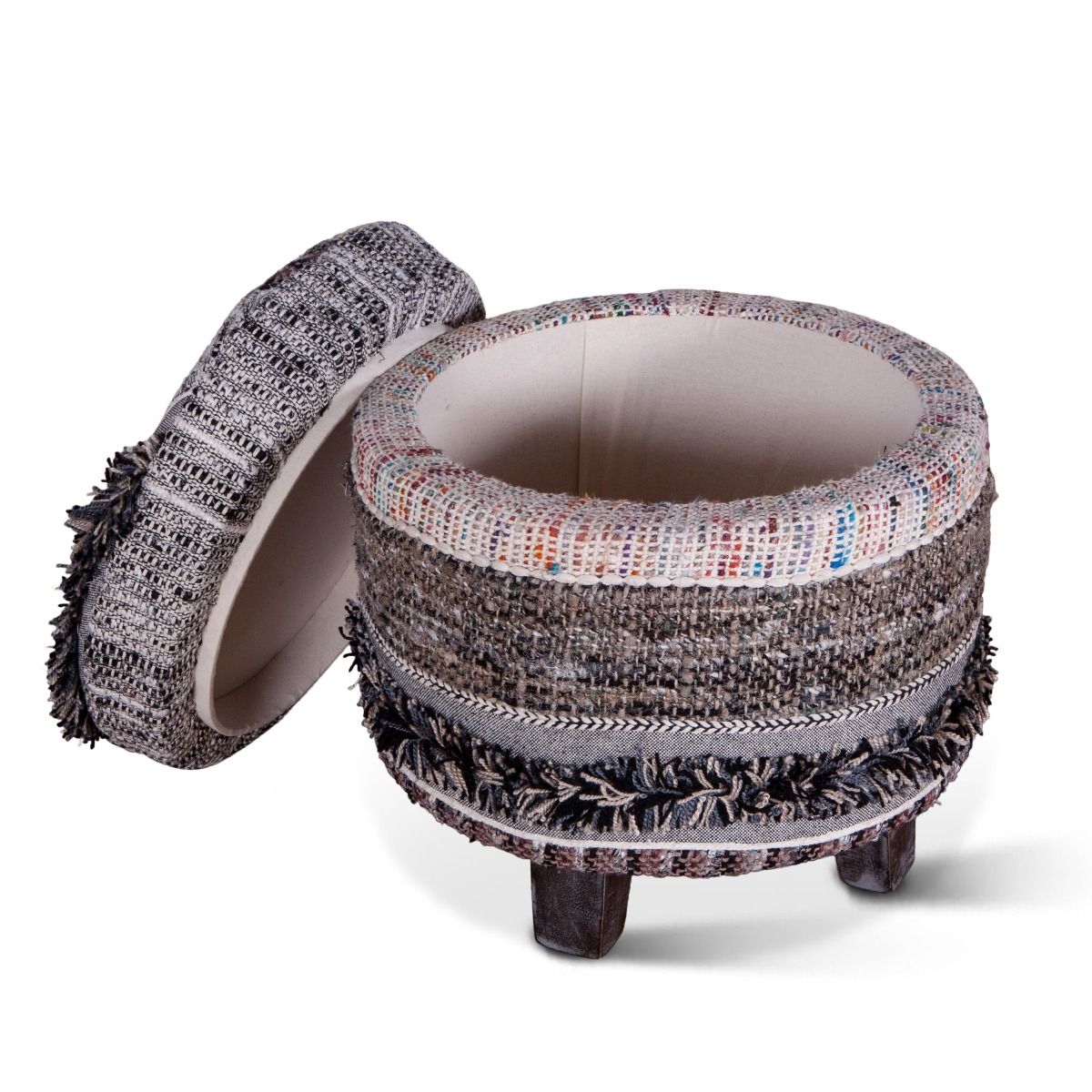 Marrakech 18" Accent Storage Stool in Moroccan Fluffy Black from Home Trends & Design - Luna Furniture