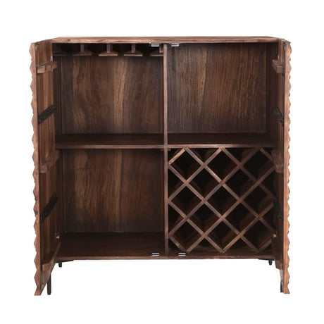 Miles 39" Bar Cabinet in Carved Brownstone from Home Trends & Design - Luna Furniture