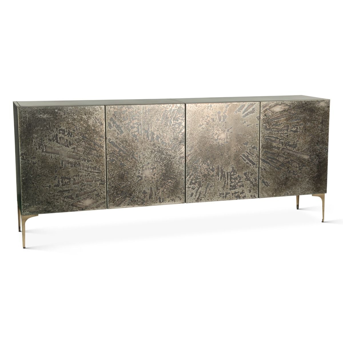 Mojave 83" Four Door Buffet in Desert Patina with Brass Base from Home Trends & Design - Luna Furniture