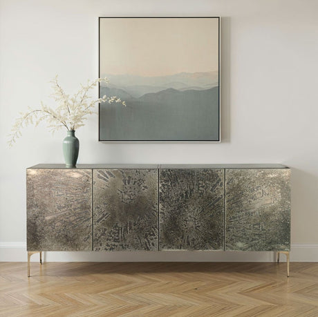 Mojave 83" Four Door Buffet in Desert Patina with Brass Base from Home Trends & Design - Luna Furniture