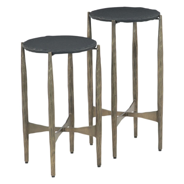 Mojave 13" Nesting Side Table with Black Marble, Set of 2