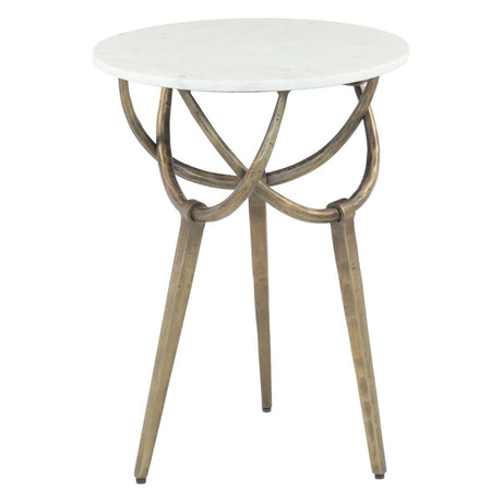 Mojave 16" Side Table with White Marble and Antique Brass Base, Set of 2 from Home Trends & Design - Luna Furniture
