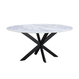 Malibu 70" Oval Dining Table in Satvario White Marble with Black Base from Home Trends & Design - Luna Furniture